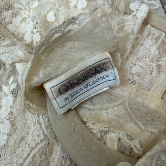 Gunne Sax by Jessica McClintock Vintage 80's Lace Drop Waist Bridal Midi Dress - Picture 2 of 13